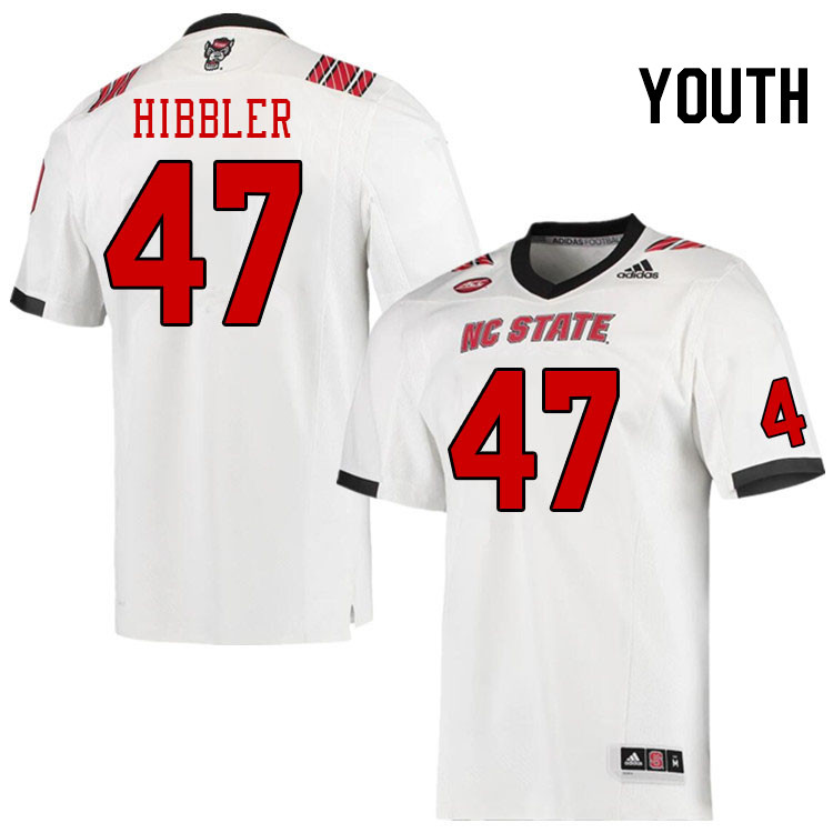 Youth #47 Red Hibbler North Carolina State Wolfpacks College Football Jerseys Stitched-White - Click Image to Close